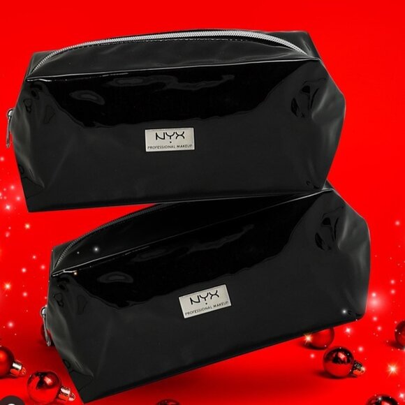 NYX Handbags - NYX Professional Makeup Cosmetic Bag Black Zip Silver
